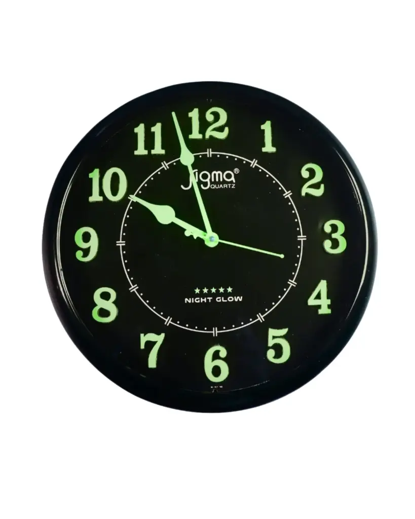 Stylish Silent Sweep Radium Wall Clock with Night Glow Numbers & Hands